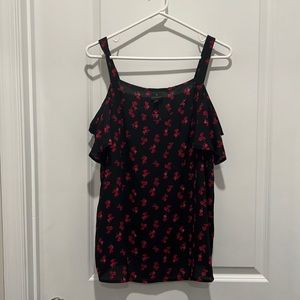 Floral Thin Strap Sheer Black Shirt from Worthington Size L Women’s